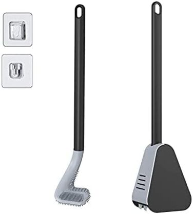 Набір для чищення унітазу Ellxen: щітка з силіконовою щетиною та тримачем (чорний)