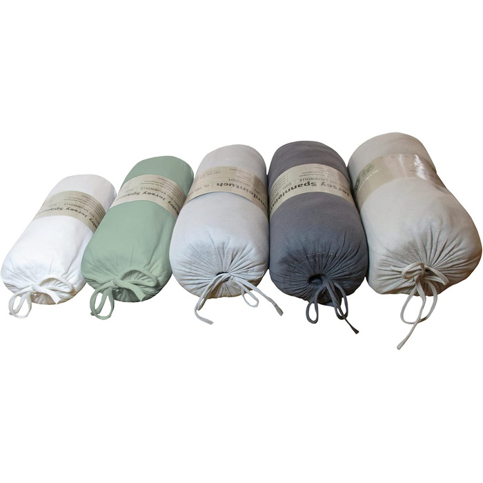 Blue Moon Bio Cotton Jersey Fitted Sheet - Fitted Sheet 160x200cm - Fitted Sheet, Fitted Sheet, Sheet 160 x 200 Organic Cotton GOTS Certified Ökotex Made in Green (Green, 140-160 x 200 cm)