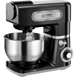 Кухонна машина TZS First Austria професійна | Міксер з чашею 6 л, 1500 Вт, 6 швидкостей, з набором насадок (міксер, гак для тіста, вінчик), нержавіюча сталь