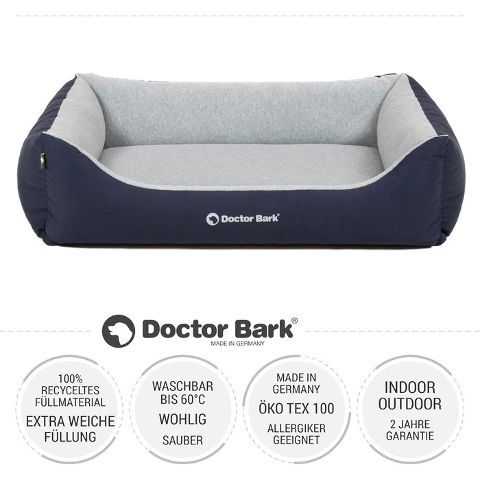 Ліжко для собак Doctor Bark Kleine Hunde - зручне та м'яке гніздечко для маленьких собак, зелений колір, Made in Germany, GreenLabel (L - 97x75 см)