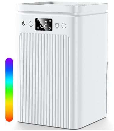 Електричний осушувач повітря 2.2L з LED дисплеєм, тихий, з таймером та підсвічуванням, авто-стоп та авто-розморожування, для спальні та ванної кімнати