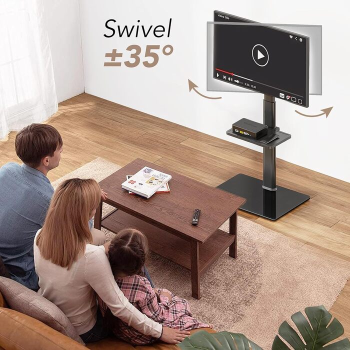 Adjustable Swivel TV Floor Stand for 27-65 inch Flat & Curved TVs - Universal White TV Stand (Supports up to 35kg)