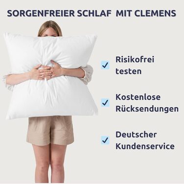 Clemens Firm Feather Head Pillow 80x80 cm - Supportive Feather Head Pillow Feathers 85% & Down 15%, Feather Pillow Down Head Pillow - Head Pillow for Back & Side Sleepers Firm 80 x 80 cm