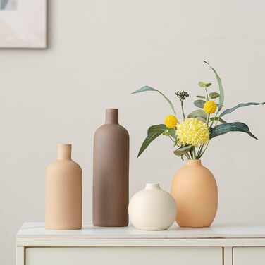Modern Ceramic Vase Set (4-Piece) - Morandi Colors, Minimalist Table Decor, Nordic Style, Boho Scandinavian Vase Set