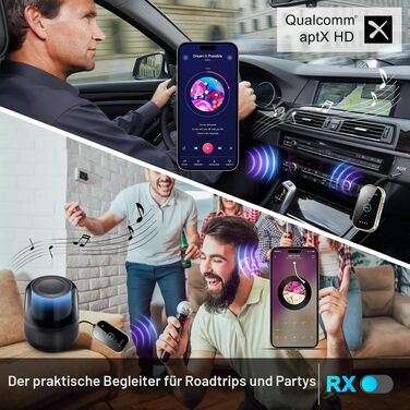 Bluetooth 5.4 адаптер-ресивер 2-в-1 SINZONeu з aptX HD та Dual Link для ТВ, авто та літака, підтримка двох навушників одночасно