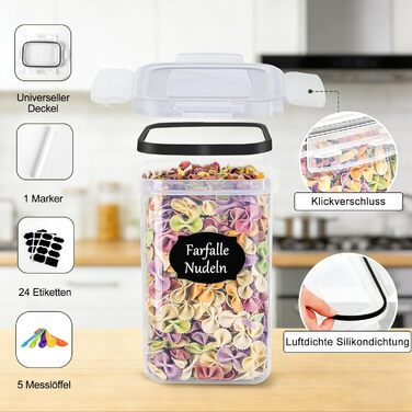 Набір контейнерів для зберігання Haushaltszauber® XXL (42 шт.) | Герметичні контейнери для продуктів | Без BPA, стекуються, прозорі | Для кухні, холодильника та морозильника