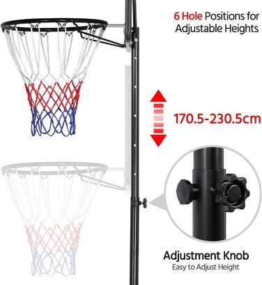 Yaheetech Adjustable Basketball Stand with Wheels - Outdoor Basketball Hoop System