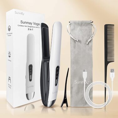 SUNMAY Voga Бездротове праска для волосся 2-в-1: випрямлення та завивка, USB, акумулятор, mini, для подорожей, 3 температурні режими, 5000mAh