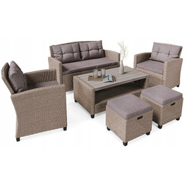 Комплект садових меблів Di Volio DV-016GF Firenze, техноротанг, бежевий, 6 предметів