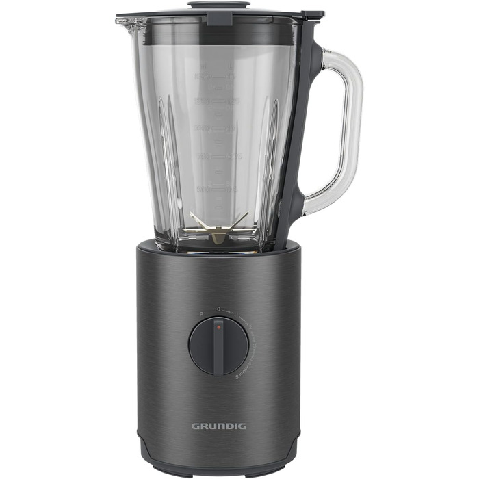 Професійний стаціонарний блендер Grundig Delisia Novus SM 7140, 1,5 л, 800 Вт, 6-лезовий ніж із цирконієвим покриттям, 5 швидкостей + імпульсний режим, темний інокс/нержавійка