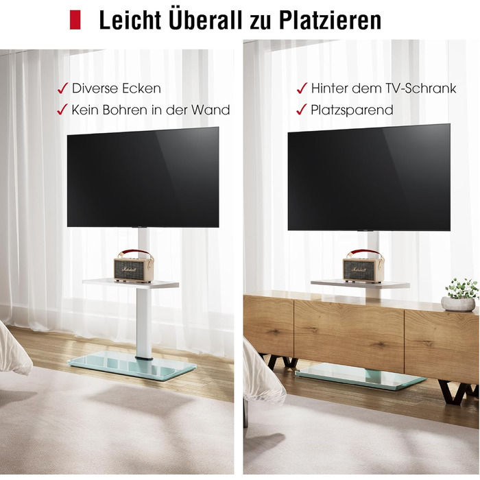 AOKCOS TV Stand - Adjustable Height, Swivel & Tilt Floor Stand for 32-70 inch TVs (up to 40kg, VESA 400x400mm)