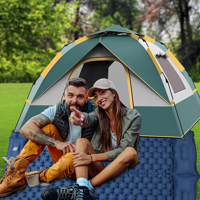 Надувний килимок для кемпінгу Mumisuto Isomatte на 2 особи з самонадуваванням, з насосом-пресом та подушкою, 196 x 125 x 9 см, блакитний