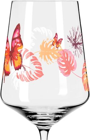 RITZENHOFF 2849001 Aperitif Glasses 500 ml - Set of 2 - Sommerrausch Series - Butterfly Motif - Made in Germany, Orange, Red