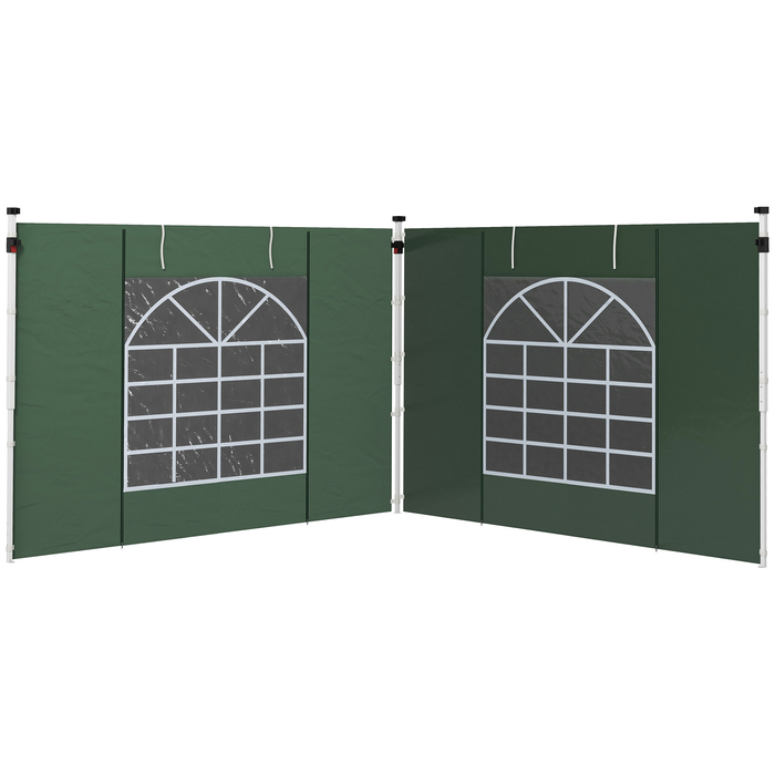 Outsunny 2-Piece Side Panels for Gazebo 3x3/3x6 m, Side Wall with Window and Velcro Closure, Waterproof Side Walls Made of Oxford Fabric, as Wind and Privacy Barrier for Party Tent, Green | Aosom