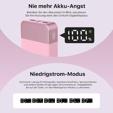 Power Bank NOBIS 20000mAh 45W Рожевий – швидка зарядка USB-C/USB-A, цифровий дисплей, для iPhone 17 S25