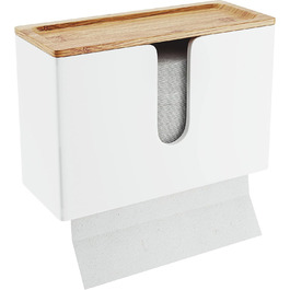 Nature Supplies Wooden Paper Towel Dispenser - Paper Towel Holder with Wall Mount or Tabletop Use, for C-, Z- or Interfold Paper Towels (Bianco, Top)