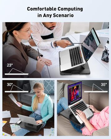 Зручний лапдеск AboveTEK для ноутбука: ергономічний, з антиковзким покриттям, захистом від нагріву та вбудованим ковриком для миші. Ідеально для роботи в ліжку, на дивані та в подорожах (чорний)