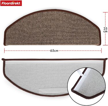 London Pro Stair Treads - 15 Piece Set - Non-Slip Carpet Stair Treads, 25x65 cm (Brown)