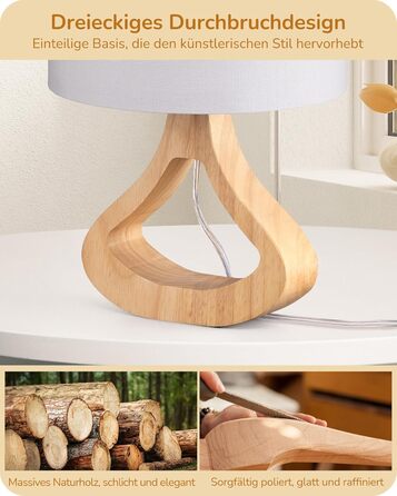 Дерев'яна торшер EDISHINE з абажуром з льону, E27, для вітальні та спальні, в стилі кантрі [Енергоклас F]