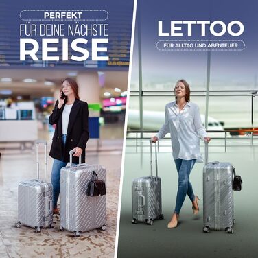 LETTOO Валіза з жорстким корпусом середнього розміру 72L | Валіза з алюмінієвим каркасом - Надзвичайно стійкий вагончик з кріпленням для кишень [ВОДОНЕПРОНИКНИЙ] Захист кутів (Набір валіз Trolley 20 та 29 дюймів, Срібло)