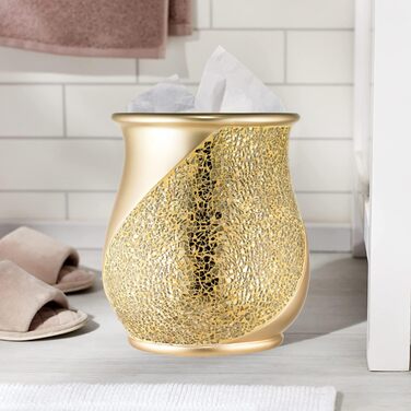 Набір аксесуарів для ванної кімнати Zahari Home Sinatra: мильниця, дозатор мила, тримач для зубних щіток, стаканчик, сміттєве відро та органайзер для серветок. Сучасний дизайн, блискуче мозаїчне скло, чорний колір.