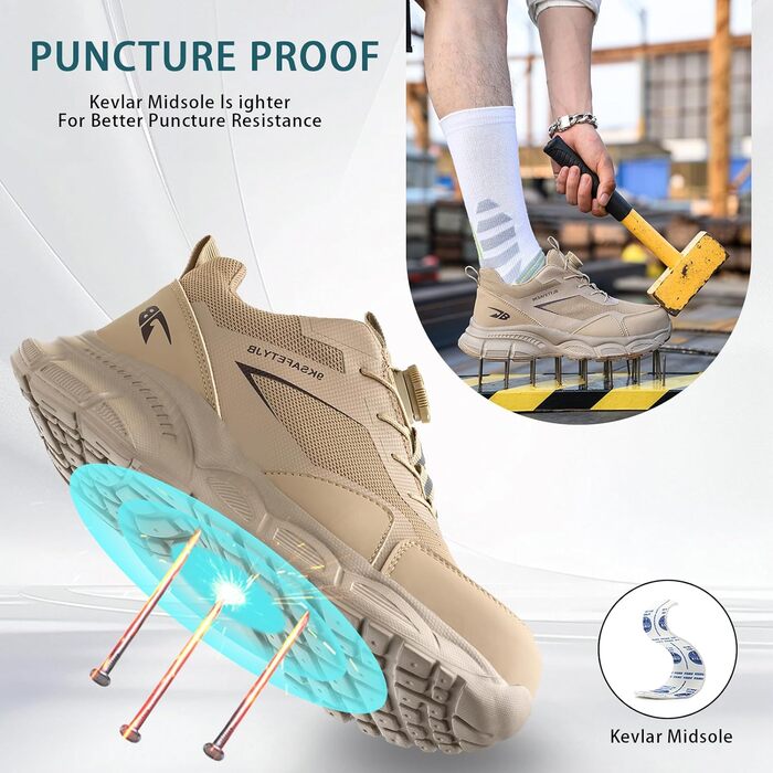 Черевики робочі чоловічі/жіночі S3 Explorer 3.0, легкі, дихаючі, з швидкою застібкою, сталевий підносок, 46 EU, хакі