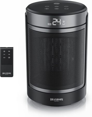 Електричний обігрівач Brandson з пультом керування, ECO режим, осциляція 50°, 2 режими нагріву, захист від перегріву та перекидання