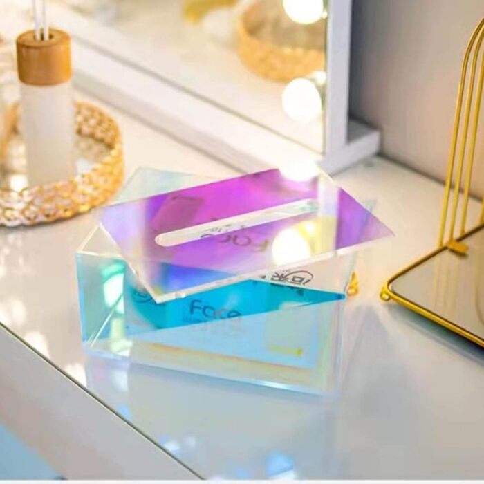Tissue Box, Tissue Box, Rectangular Acrylic Colorful Tissue Box Holder Serviette Box with Large Opening, Sinkable Cover Tissue Box Tissue Box for Toilet Lid