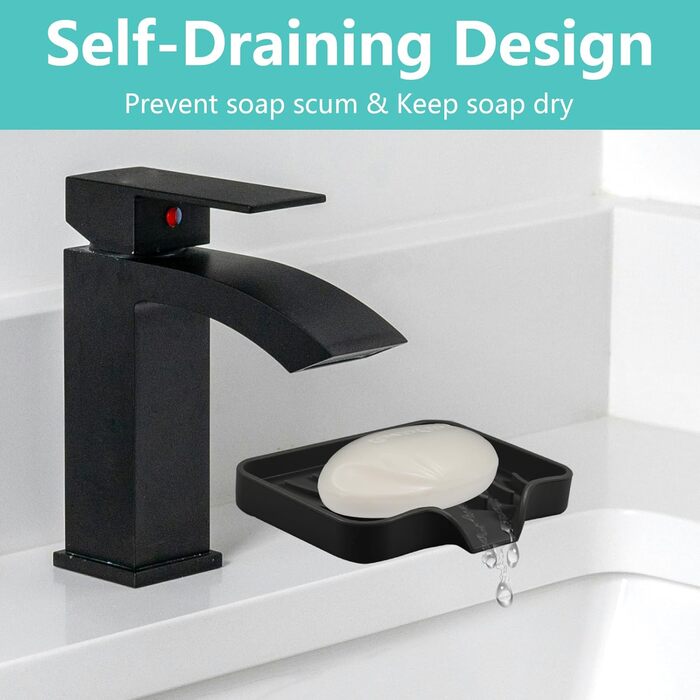 2 шт. Силіконові мильниці з отвором для стоку, для душу, ванни, умивальника, у ванну кімнату та кухню (білий, чорний)