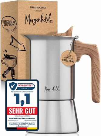 Premium Stainless Steel Espresso Maker - Large, 6 Cups, 300 ml Moka Pot Espresso Pot Induction Compatible Espresso Machine 300ml Induction Cooktop Gas Cooktop (200ml (4 Cups))