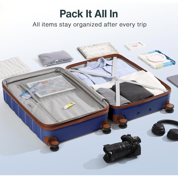 Чемодан VIPbox з жорсткою обшивкою, великий (75 см), розширюваний, легкий, з полікарбонату, з 3-річним сервісом, з TSA замком, 4 колеса, блакитний, M+XL (55+75 см)