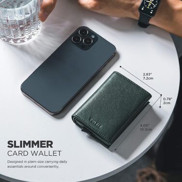 Кредитне портмоне для чоловіків VULKIT, Pop-up, RFID-захист, шкіряне з кишенями для грошей та ID-картки (зелене)