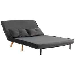 HOMCOM 2-Seater Sleeper Sofa, Convertible Sofa Bed, Adjustable Backrest, Fabric Upholstery, Metal Frame, Gray