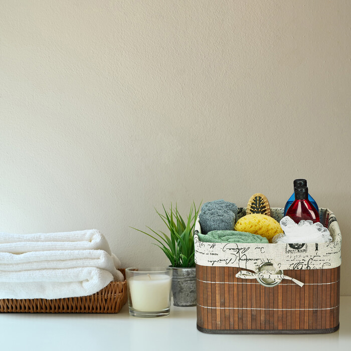 Relaxdays Brown Bamboo Storage Basket
