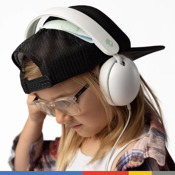 Skullcandy Grom Over-Ear навушники: 45 годин роботи від акумулятора, обмеження гучності, сумісність з iPhone, Android та Bluetooth - (Провідні, Білі)