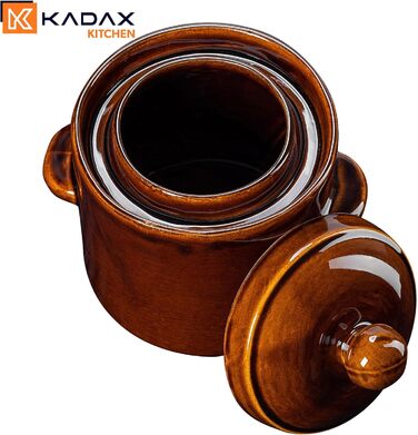 Керамічний глечик KADAX 2.5 л для квашення і соління, коричневий, ручна робота, герметична кришка, підходить для посудомийної машини