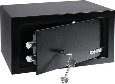 Сейф для меблів HMF 49200-11 з ключем | Сейф для дому (31 x 17 x 19 см, Чорний)
