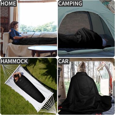 Сплячий мішок 3/4 сезонів Ultraleicht Mumienschlafsack (800г/1600г) для дорослих – Outdoor, кемпінг, трекінг, відпочинок в приміщенні (Чорний)