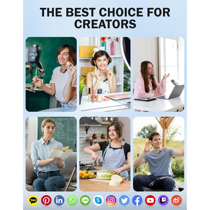 Беспроводной петличный микрофон для телефона/iPhone/iPad/камеры, Mini-микрофон для стриминга, подавление шума, Plug & Play, идеален для видеосъемок, подкастов, YouTube, TikTok & интервью (K9)