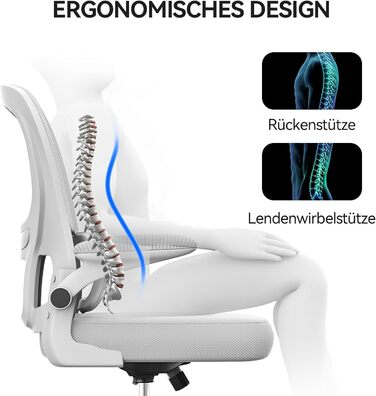 Офісний стіл Naspaulro: ергономічне крісло з регульованою підголівником, підлокітниками та підтримкою попереку. Динамічний поворотний стіл з дихаючою сіткою для дому та офісу (Сірий 2, без підголівника)