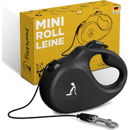 Рулетка для котів та маленьких собак Tierhood 5 метрів, чорна