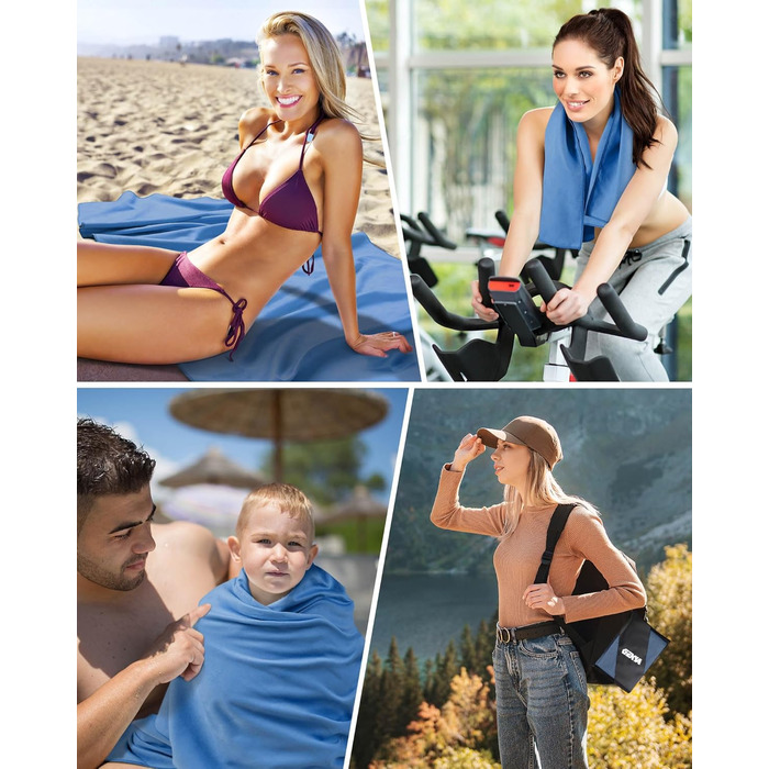 Набір рушників з мікрофібри GZXYA (3 шт.): великий (180x60 см) + 2 маленьких (80x40 см), швидковисихаючі, для спорту та відпочинку