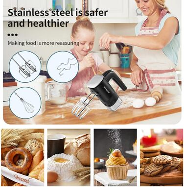 Міксер SOKANY 800W з нержавіючої сталі, 5 швидкостей, 3-в-1 (з гаками для тіста та вінчиками), Sk-02001