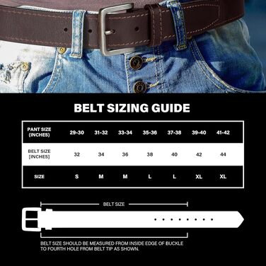 Шкіряний чоловічий ремінь Wrangler Country Casual для джинсів, коричневий, розмір 40 (талія 37-38)