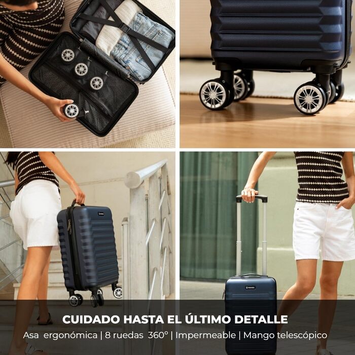 Чемодан ручної поклажі NUMADA Upfly – 40 x 25 x 20 см (20 л), ABS, знімні колеса, Marineblau (морський блакитний)