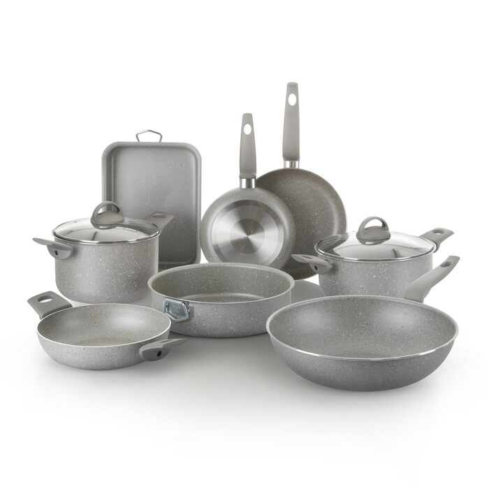 Набір каструль KASANOVA для традиційних плит, антипригарне покриття, набір посуду, здорове, швидке та рівномірне приготування їжі. Виготовлено в Італії (10 предметів)