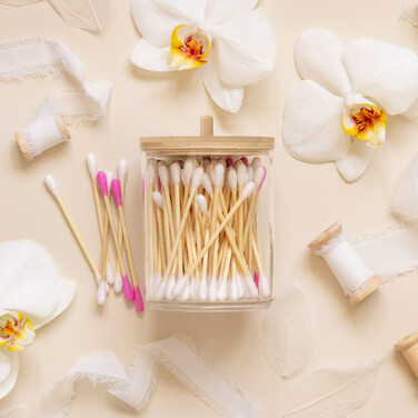Relaxdays Cotton Pads and Cotton Swabs Container