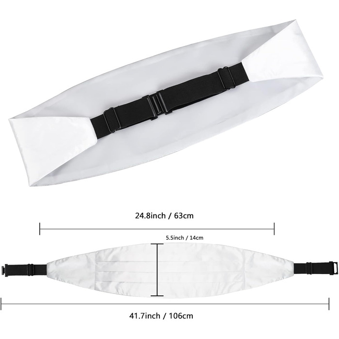 Набір краватки, ремінця та нагрудної хустинки Alizeal для чоловіків (білий, універсальний розмір)