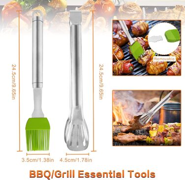 Набір інструментів для гриля MAIKEHIGH: 8 штук з нержавіючої сталі. Професійний шпатель, лопатка, щипці для BBQ, Teppanyaki, кемпінгу та гриля на плоскій поверхні.