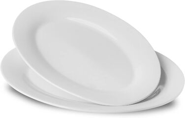 UIBFCWN Porcelain Serving Platter Set of 2, 35.5 X 23.3 cm, Oval Large Serving Tray Set, Ceramic Serving Plates/Dinner Plates for Buffets, Sushi, Cakes, Meat, Fish, Appetizers at Home/in Restaurants